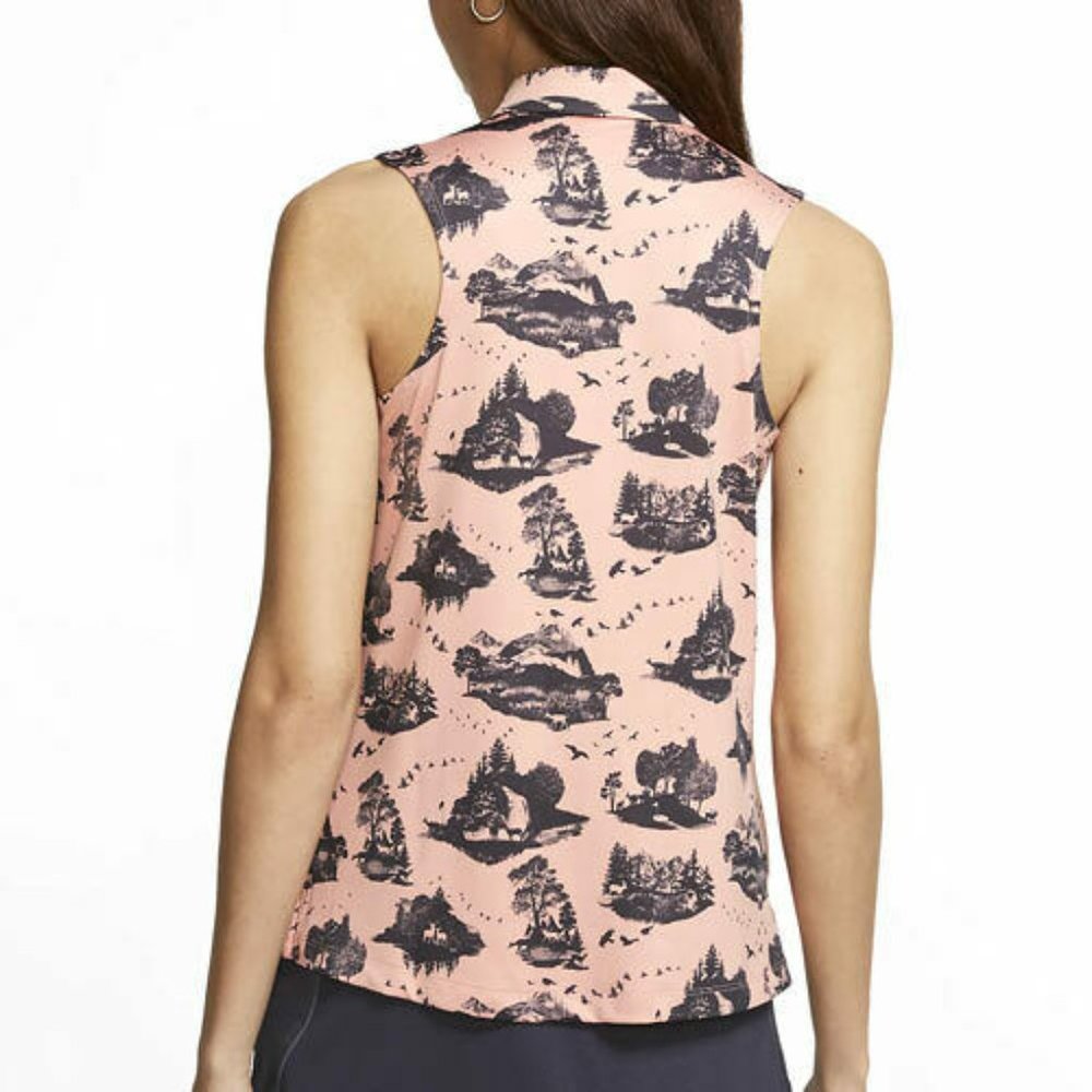 Nike Dri-Fit Womens Sleeveless Golf Polo Print Pink AV3680-606 NEW Multi Size - Picture 2 of 4